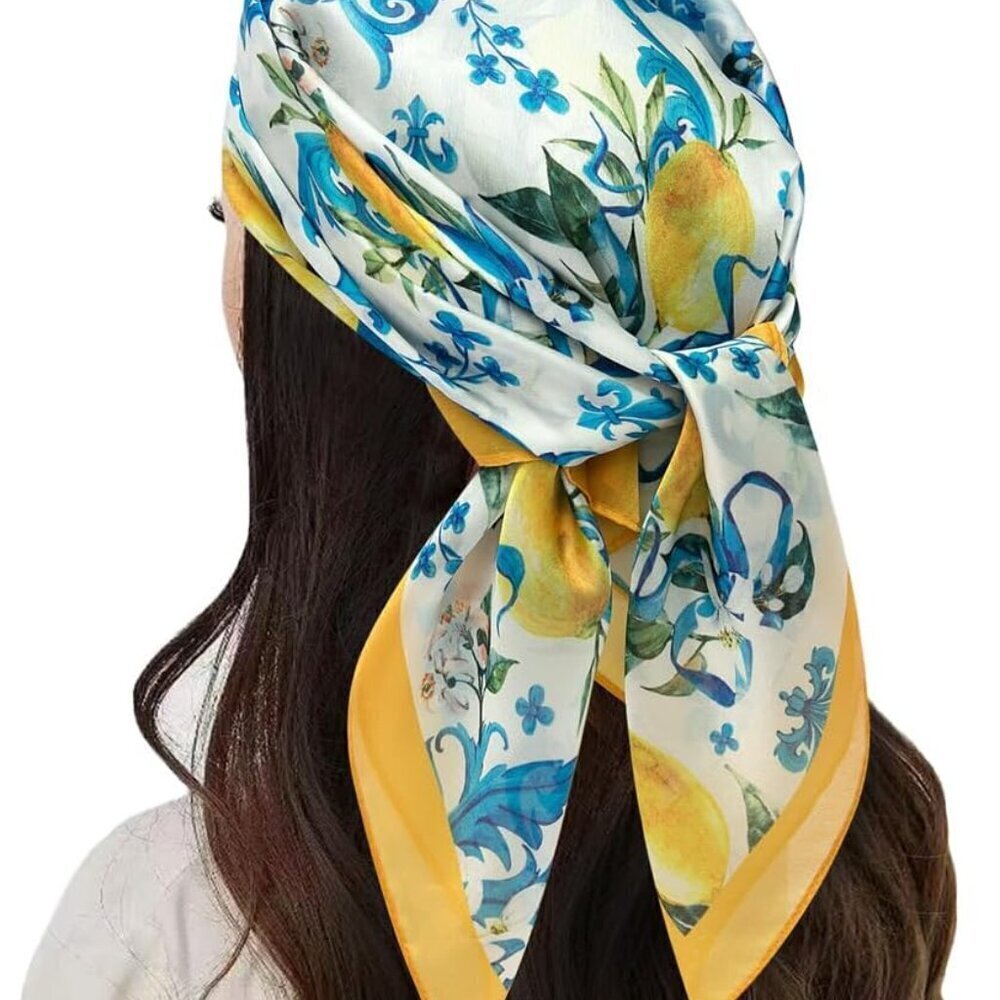 Silk Feeling Square Scarf 27 inch Polyester Neck Head Hair Accessory Women